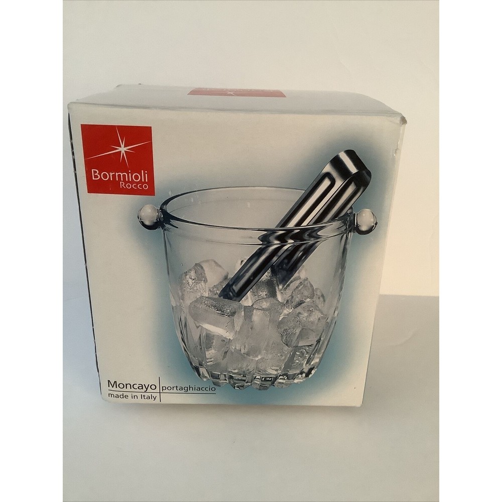 Covetro Moncayo Fine Italian Glassware Small Ice Bucket With Tongs NEW